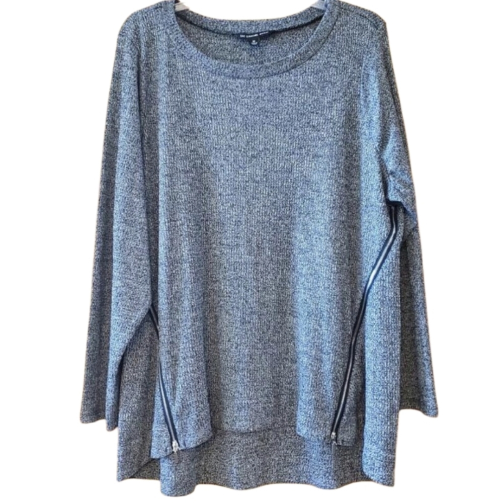 Zac & Rachel Woman Heather Black Zipper Knit Pullover Size 3X
